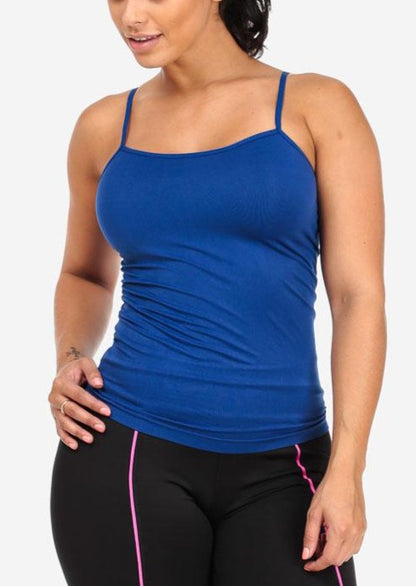 One Size Spaghetti Strap Seamless Top (Royal Blue)