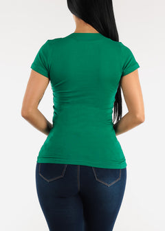V-neck Basic T-Shirt (Dark Green)