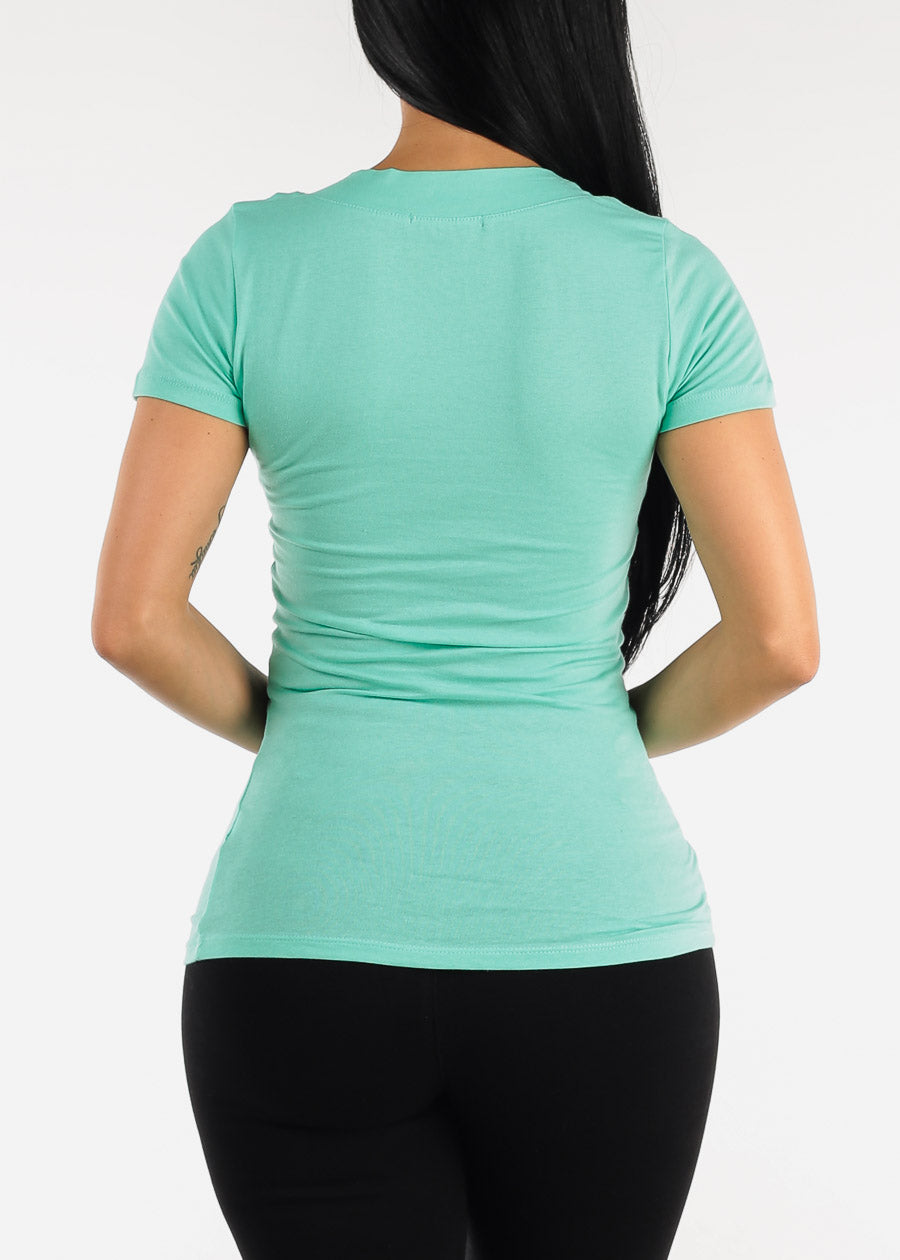 V-neck Basic T-Shirt (Mint)