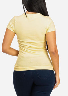 V-neck Basic Tee (Light Yellow)